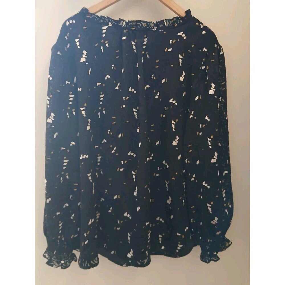 Talbots Plus Burnout Velvet Popover Top - Picture 9 of 13